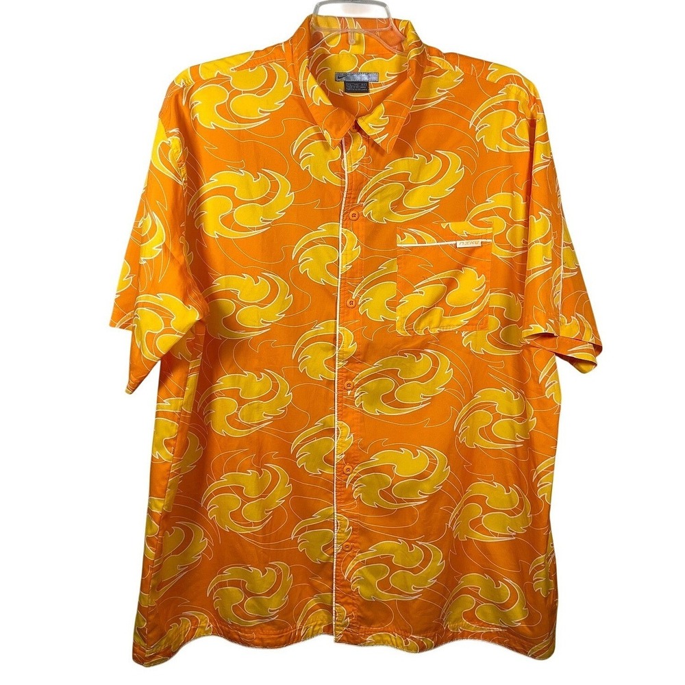 Nike SFD Mens XXL Orange Flame Print Button Up Shirt Y2K